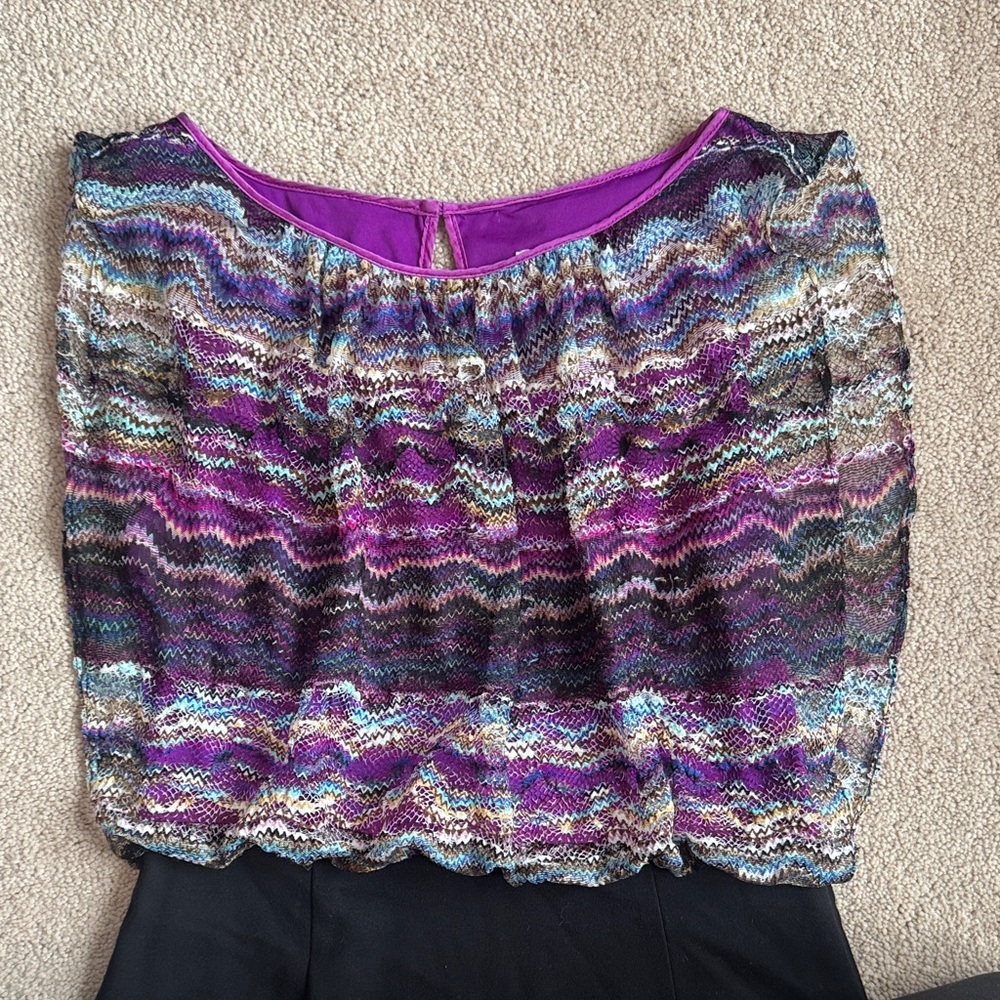 Cache Multicolor Knit Top with Black Skirt Dress - Picture 2 of 3